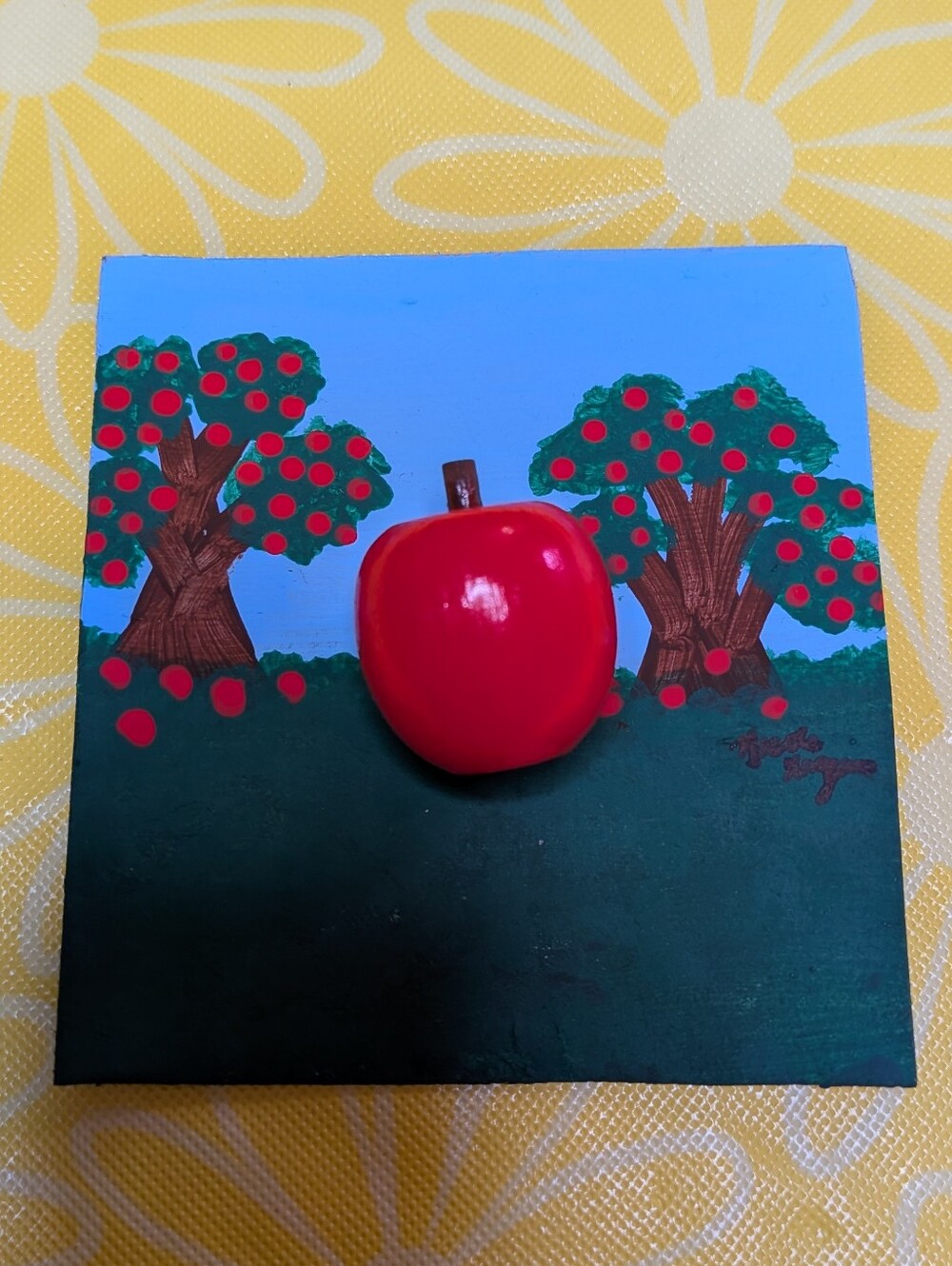 Handmade Red Apple Art